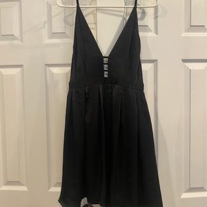 Free People Black Satin Mini Dress